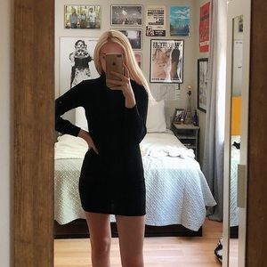Black long sleeve mock turtleneck bodycon dress